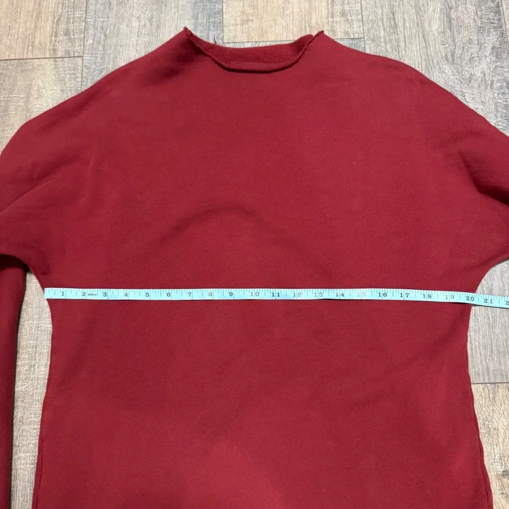 Frank & Eileen Isabelle Funnel Neck Dress Cranberry Red Fleece Midi Medium - Picture 7 of 7